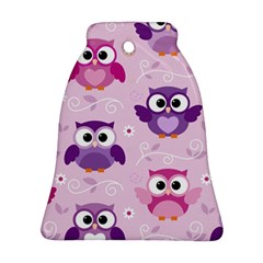 Seamless Cute Colourfull Owl Kids Pattern Bell Ornament (two Sides) by Wegoenart