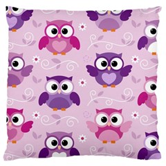 Seamless Cute Colourfull Owl Kids Pattern Large Cushion Case (two Sides) by Wegoenart