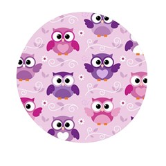 Seamless Cute Colourfull Owl Kids Pattern Mini Round Pill Box by Wegoenart