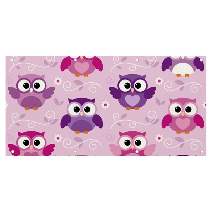 Seamless Cute Colourfull Owl Kids Pattern Banner and Sign 8  x 4 