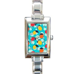 Pop Art Style Citrus Seamless Pattern Rectangle Italian Charm Watch by Wegoenart