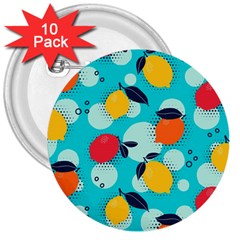 Pop Art Style Citrus Seamless Pattern 3  Buttons (10 Pack)  by Wegoenart