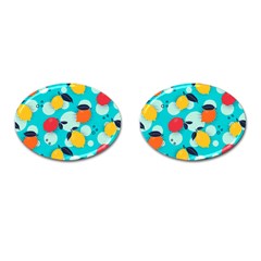 Pop Art Style Citrus Seamless Pattern Cufflinks (oval) by Wegoenart