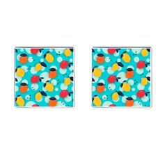 Pop Art Style Citrus Seamless Pattern Cufflinks (square) by Wegoenart