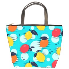 Pop Art Style Citrus Seamless Pattern Bucket Bag by Wegoenart