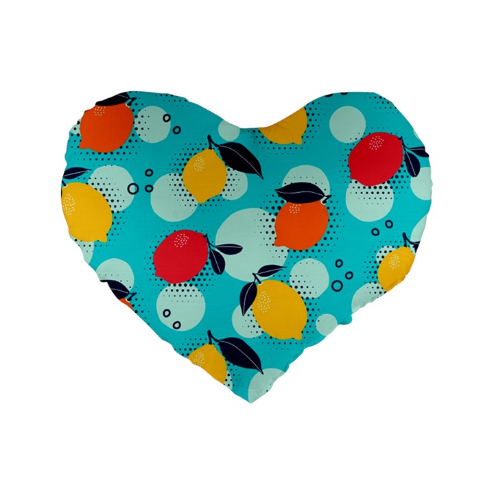 Pop Art Style Citrus Seamless Pattern Standard 16  Premium Heart Shape Cushions