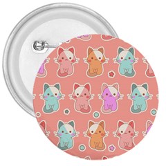 Cute Kawaii Kittens Seamless Pattern 3  Buttons by Wegoenart