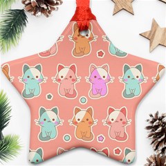 Cute Kawaii Kittens Seamless Pattern Ornament (star) by Wegoenart