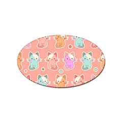 Cute Kawaii Kittens Seamless Pattern Sticker Oval (10 Pack)