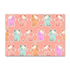 Cute Kawaii Kittens Seamless Pattern Sticker A4 (10 Pack) by Wegoenart