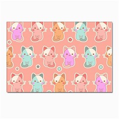 Cute Kawaii Kittens Seamless Pattern Postcards 5  X 7  (pkg Of 10)