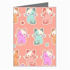 Cute Kawaii Kittens Seamless Pattern Greeting Card by Wegoenart