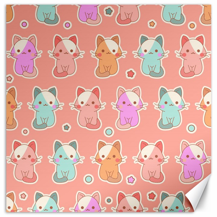 Cute Kawaii Kittens Seamless Pattern Canvas 12  x 12 