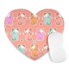 Cute Kawaii Kittens Seamless Pattern Heart Mousepad by Wegoenart