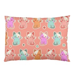 Cute Kawaii Kittens Seamless Pattern Pillow Case by Wegoenart