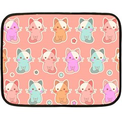 Cute Kawaii Kittens Seamless Pattern Double Sided Fleece Blanket (mini)  by Wegoenart