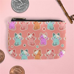 Cute Kawaii Kittens Seamless Pattern Mini Coin Purse by Wegoenart