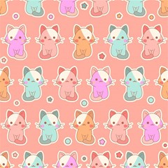 Cute Kawaii Kittens Seamless Pattern Play Mat (square)