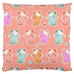 Cute Kawaii Kittens Seamless Pattern Large Cushion Case (one Side) by Wegoenart