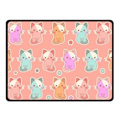 Cute Kawaii Kittens Seamless Pattern Double Sided Fleece Blanket (small)  by Wegoenart