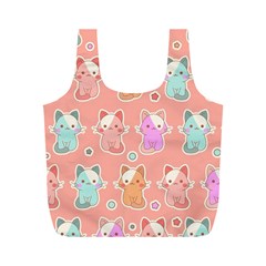 Cute Kawaii Kittens Seamless Pattern Full Print Recycle Bag (m) by Wegoenart