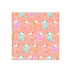 Cute Kawaii Kittens Seamless Pattern Satin Bandana Scarf 22  X 22  by Wegoenart