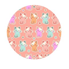 Cute Kawaii Kittens Seamless Pattern Mini Round Pill Box by Wegoenart