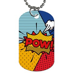 Pow Word Pop Art Style Expression Vector Dog Tag (one Side) by Wegoenart