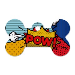 Pow Word Pop Art Style Expression Vector Dog Tag Bone (two Sides) by Wegoenart