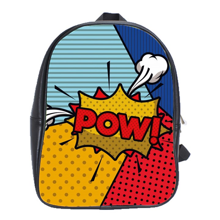 Pow Word Pop Art Style Expression Vector School Bag (Large)