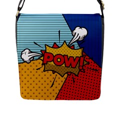 Pow Word Pop Art Style Expression Vector Flap Closure Messenger Bag (l) by Wegoenart