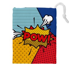 Pow Word Pop Art Style Expression Vector Drawstring Pouch (5xl) by Wegoenart