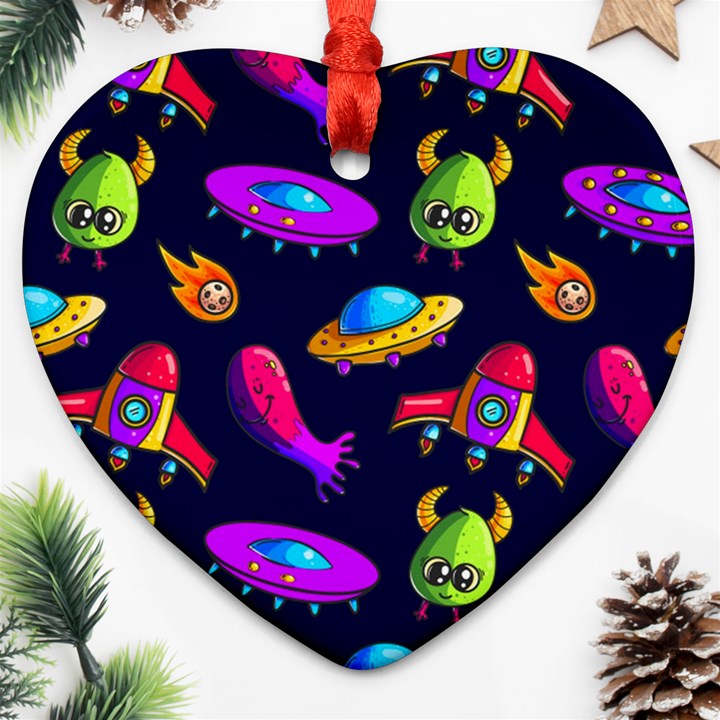 Space Pattern Heart Ornament (Two Sides)