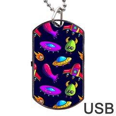 Space Pattern Dog Tag Usb Flash (one Side) by Wegoenart