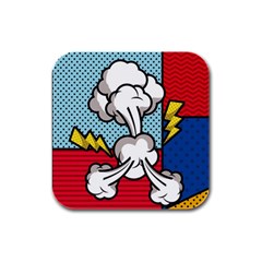 Rays Smoke Pop Art Style Vector Illustration Rubber Square Coaster (4 Pack) by Wegoenart