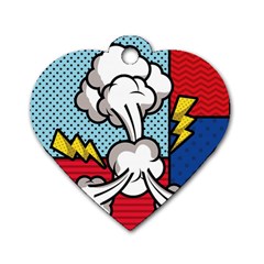 Rays Smoke Pop Art Style Vector Illustration Dog Tag Heart (one Side) by Wegoenart