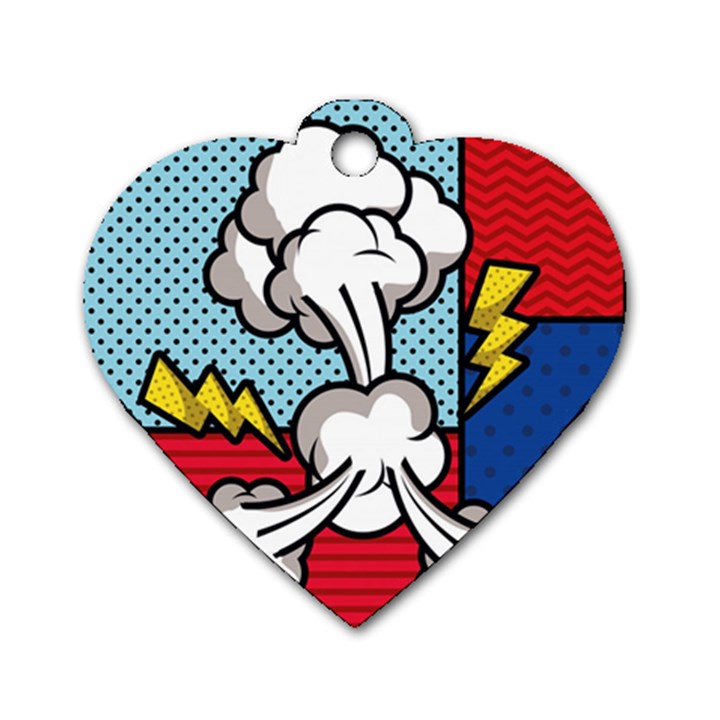 Rays Smoke Pop Art Style Vector Illustration Dog Tag Heart (Two Sides)