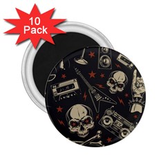 Grunge Seamless Pattern With Skulls 2 25  Magnets (10 Pack)  by Wegoenart