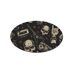 Grunge Seamless Pattern With Skulls Sticker Oval (10 Pack)