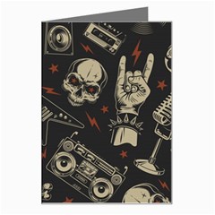 Grunge Seamless Pattern With Skulls Greeting Card