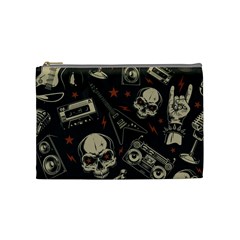 Grunge Seamless Pattern With Skulls Cosmetic Bag (medium) by Wegoenart