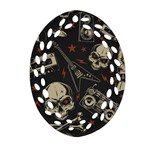 Grunge Seamless Pattern With Skulls Oval Filigree Ornament (Two Sides) Front