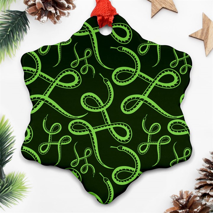 Snakes Seamless Pattern Snowflake Ornament (Two Sides)