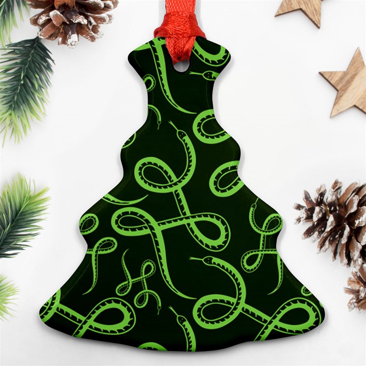 Snakes Seamless Pattern Christmas Tree Ornament (Two Sides)