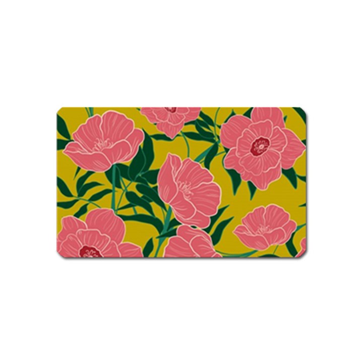 Pink Flower Seamless Pattern Magnet (Name Card)