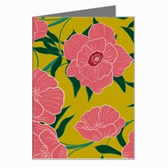 Pink Flower Seamless Pattern Greeting Card