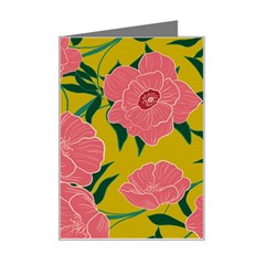 Pink Flower Seamless Pattern Mini Greeting Card by Wegoenart