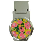 Pink Flower Seamless Pattern Money Clip Watches Front