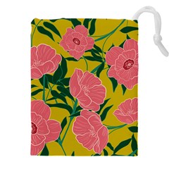 Pink Flower Seamless Pattern Drawstring Pouch (4xl) by Wegoenart