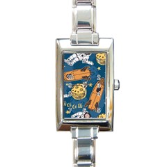 Missile Pattern Rectangle Italian Charm Watch by Wegoenart